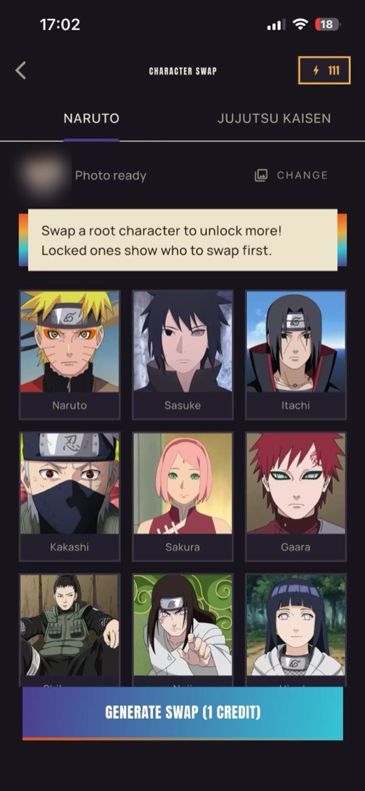 Character Swap character picker