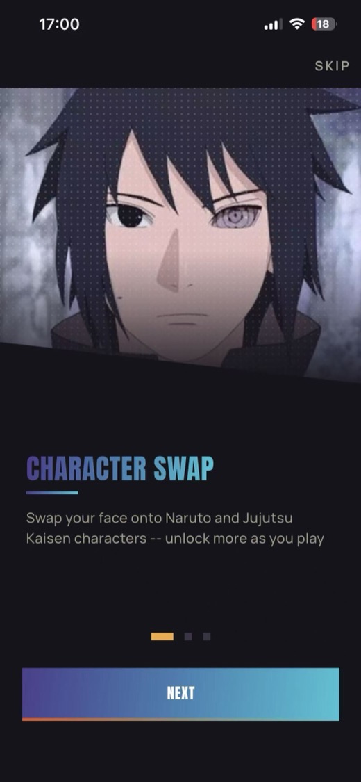 Character Swap intro screen